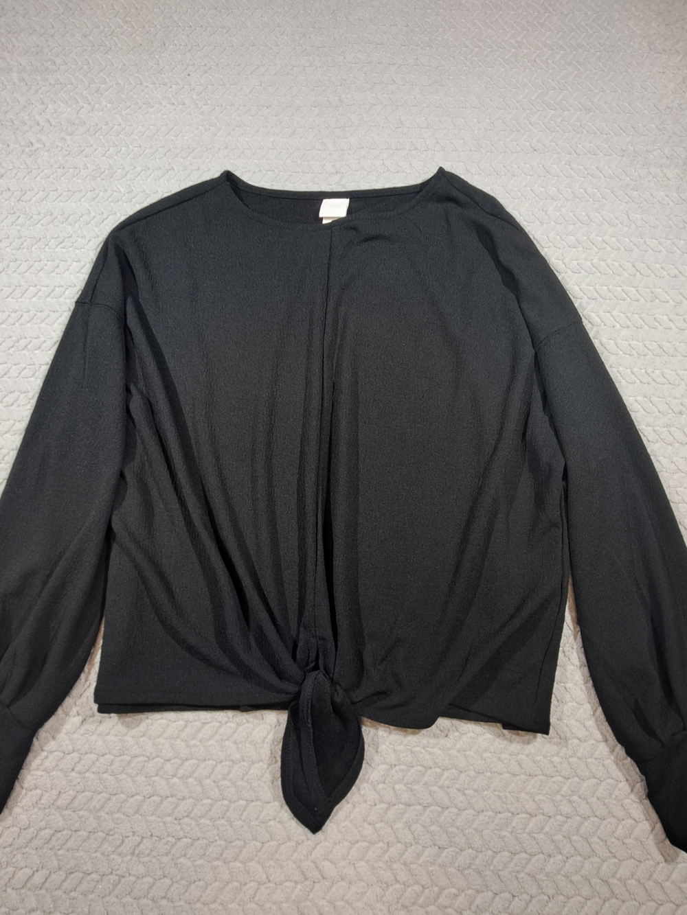 H&M Black Long-Sleeve Tie-Front Top